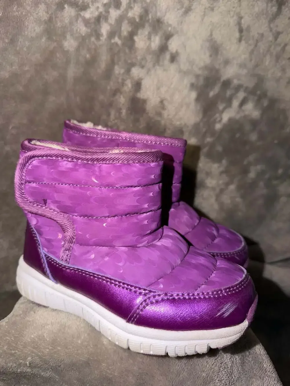 Hobibear Kids Purple Winter Snow Boots Warm Lined Ankle Boots